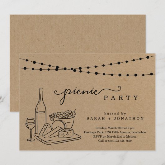 ピクニック招待状 招待状 (正面/裏面)