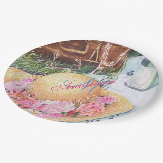 ピクニック提案モノグラムパーティー ペーパープレート (アングル)