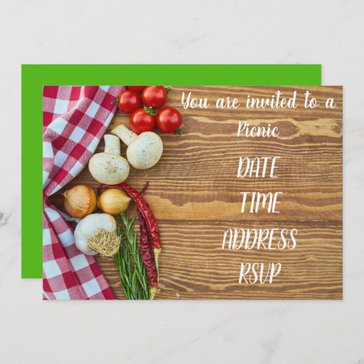 ピクニック昼食のパーティー 招待状 (正面/裏面)