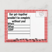 ピクニック時間だ!赤い市松模様にテーブルクロス(アリ付き) インビテーションポストカード (裏面)