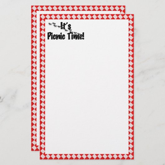 ピクニック時間だ！赤い市松模様にテーブルクロス（アリ付き） 便箋 (正面/裏面)