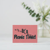 ピクニック時間だ!赤い市松模様にテーブルクロス(アリ付き) 名刺 (スタンド正面)