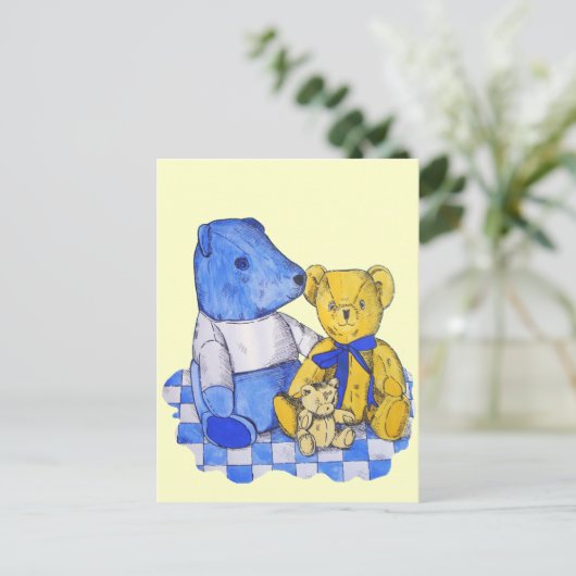 ピクニック用の3枚のかわいいテ子供へディ ポストカード (スタンド正面)