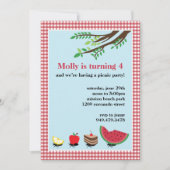 ピクニック誕生日のパーティの招待状 招待状 (正面)