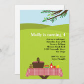 ピクニック誕生日パーティーの招待 招待状 (正面/裏面)