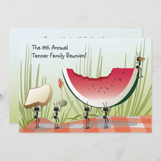 ピクニック、パーティーまたは家族会の招待状 招待状 (正面/裏面)