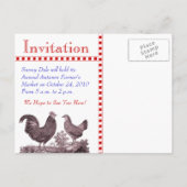 ピクニック、ファーマーズマーケット、Bのための鶏の招待状 インビテーションポストカード (裏面)