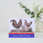 ピクニック、ファーマーズマーケット、Bのための鶏の招待状 インビテーションポストカード (スタンド正面)