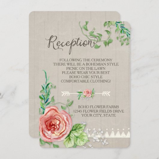 ピクニック レセプション ボーホー ベイビーズ ブレス ローズ ウッド エンクロージャーカード (正面/裏面)
