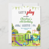 ピクニック 公園 遊び場 子供 誕生日 招待状 (正面)