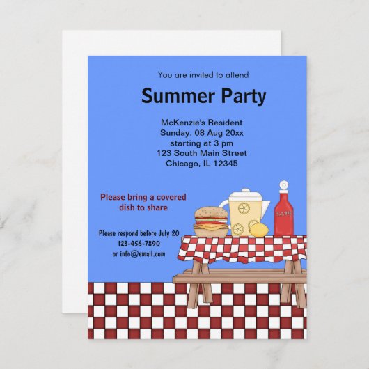 ピクニック 招待状 (正面/裏面)