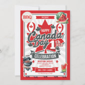 ピクニックBBQハッピーカナダデイお祝い招待状 シーズンカード (正面)