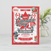 ピクニックBBQハッピーカナダデイお祝い招待状 シーズンカード (スタンド正面)