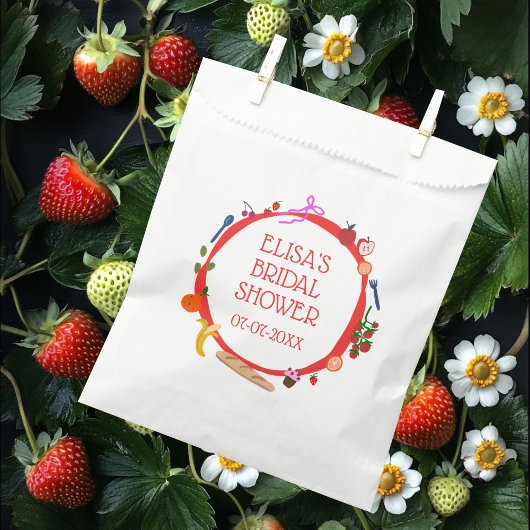 ピクニッモダンクかわいい手描きカスタムブライダルシャワー フェイバーバッグ