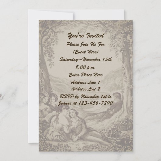 ピクニビクトリアンックパーティーのカップル 招待状 (正面)