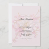 ピクラシックッエレガントク白金ゴールド結婚フローラ 招待状 (正面)