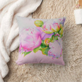 ピクラシックックエレガントピンクの白い牡丹フローラ水色 クッション (ブランケット)