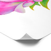 ピクラシックックエレガントピンクの白い牡丹フローラ水色 ポスター (角)