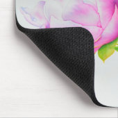 ピクラシックックエレガントピンクの白い牡丹フローラ水色 マウスパッド (コーナー)