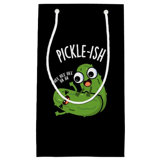 ピクルイッシュおもしろいチッケリーPickle Puns Dark BG スモールペーパーバッグ (正面)