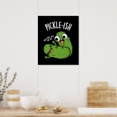 ピクルイッシュおもしろいチッケリーPickle Puns Dark BG ポスター (キッチン)