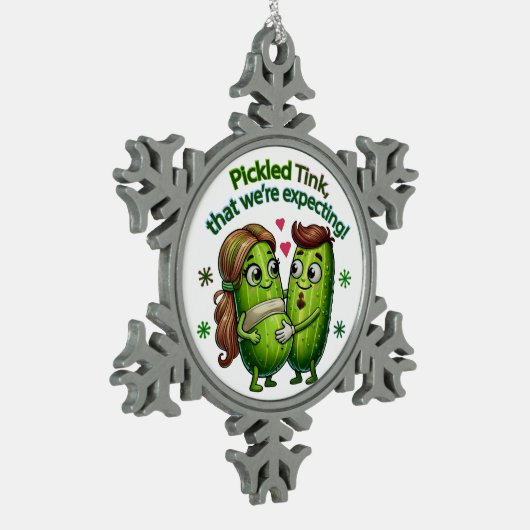 ピクルカップルのピクルス漬けTink スノーフレークピューターオーナメント (左)
