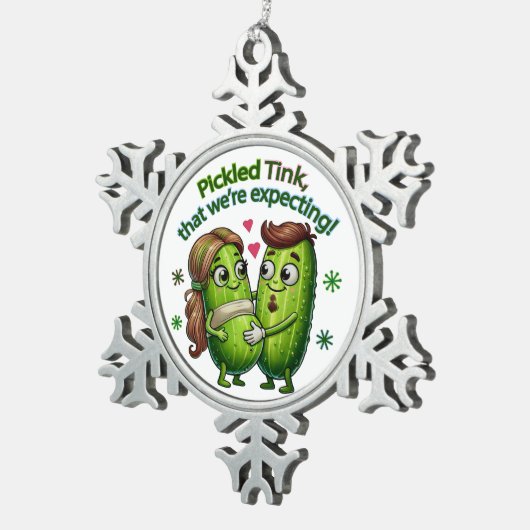 ピクルカップルのピクルス漬けTink スノーフレークピューターオーナメント (右)