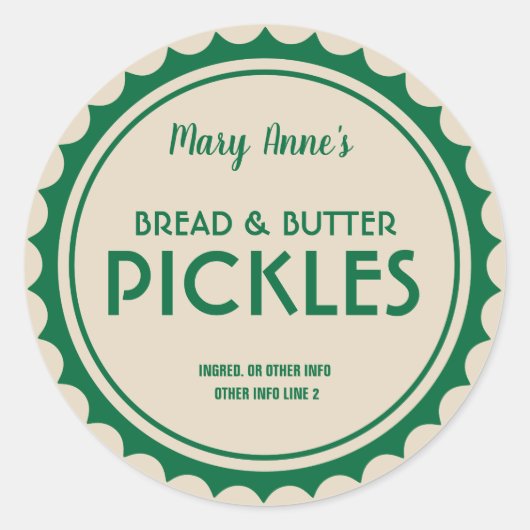 ピクルキャニングjarラベルモダン ラウンドシール (正面)