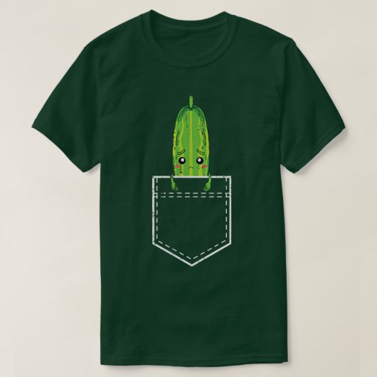 ピクルキュウリ恋人かわいい野菜ベジポケット Tシャツ (デザイン正面)