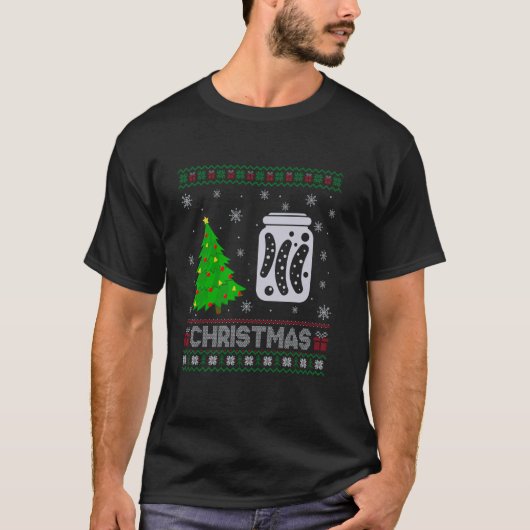 ピクルクリスマスツリー照明醜いクリスマスセーター Tシャツ (正面)