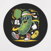 ピクルスがピックルボールをプレイ ラベル (デザイン1)