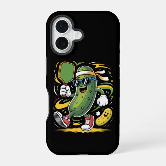 ピクルスがピックルボールをプレーする iPhone 16ケース (裏面)