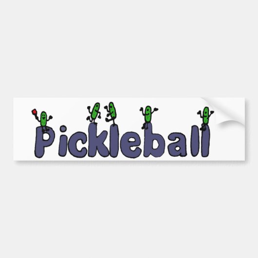 ピクルスが付いているPickleballのおもしろいな手紙 バンパーステッカー (正面)