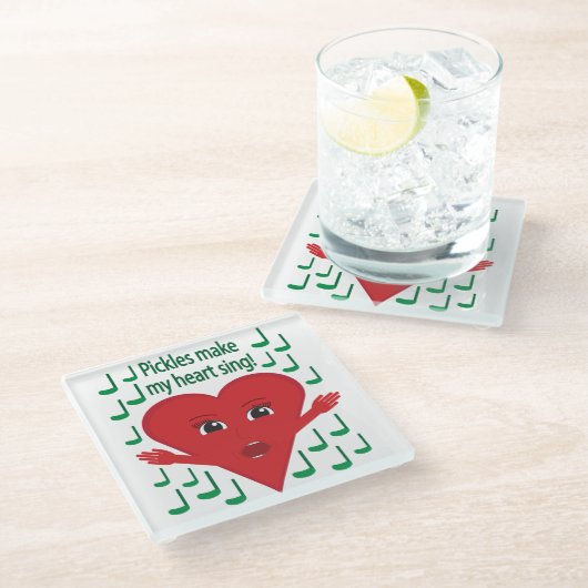 「ピクルスってハートを歌わせてくれ」 歌うハート ガラスコースター (アングル)