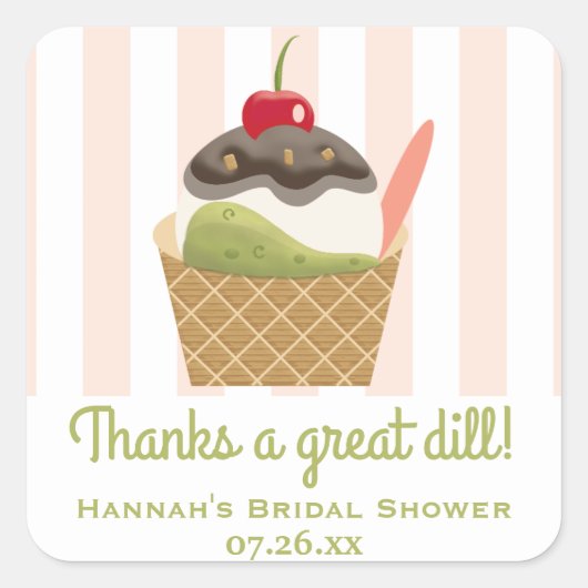 ピクルスとアイスクリームありがとう スクエアシール (正面)