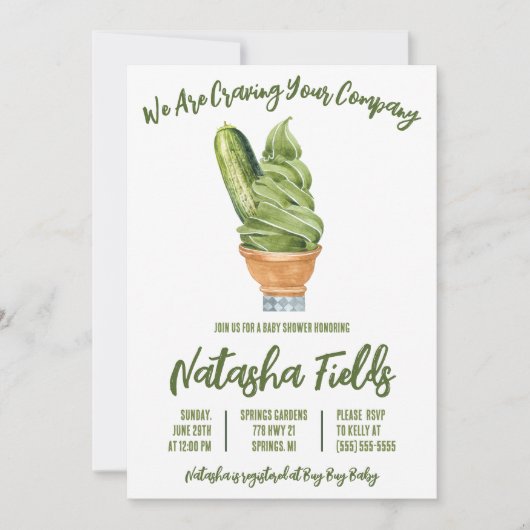 ピクルスとアイスクリーム、クッキング赤ちゃんシャワー 招待状 (正面)