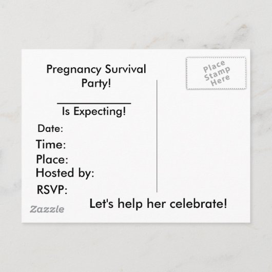 ピクルスとアイスクリーム、妊娠パーティー インビテーションポストカード (裏面)