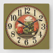 ピクルスとジャース スクエア壁時計 (正面)
