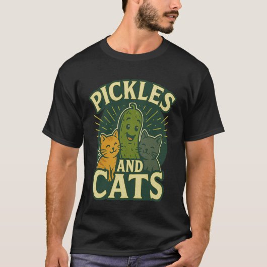 ピクルスと猫 猫ママ 猫オーナー 獣医テクニシャン Tシャツ (正面)