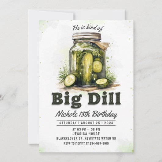 ピクルスと瓶の誕生日パーティー招待状 招待状 (正面)