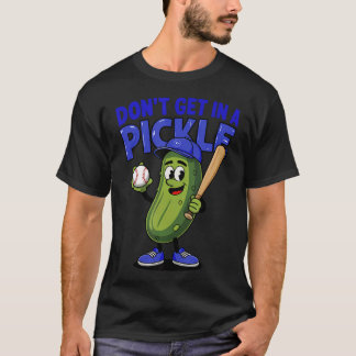 ピクルスに嵌まるな！おもしろベースボール レトロ・ジョーク B Tシャツ