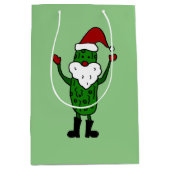 ピクルスのサンタクロースのおもしろいなギフトバッグ ミディアムペーパーバッグ (正面)