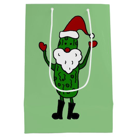 ピクルスのサンタクロースのおもしろいなギフトバッグ ミディアムペーパーバッグ (裏面)