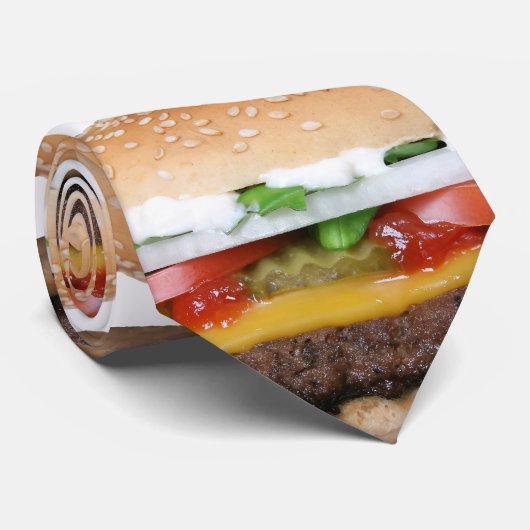 ピクルスの写真が付いているおいしいチーズバーガー ネクタイ (ロール)