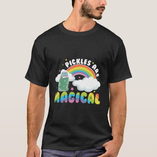 ピクルスはキュウリの香りのかわいい虹 Tシャツ (正面)