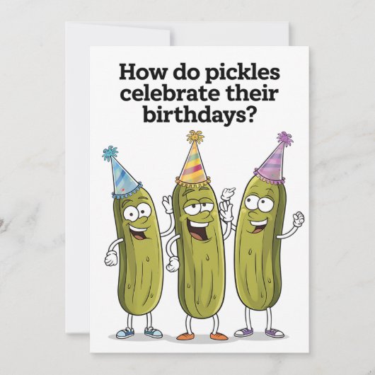 ピクルスは誕生日をどうやってお祝いする？おもしろい 招待状 (正面)