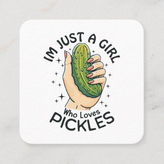 ピクルスを愛する女の子 – おもしろいビーガン スクエア名刺 (正面)