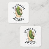 ピクルスを愛する女の子 – おもしろいビーガン スクエア名刺 (正面/裏面)