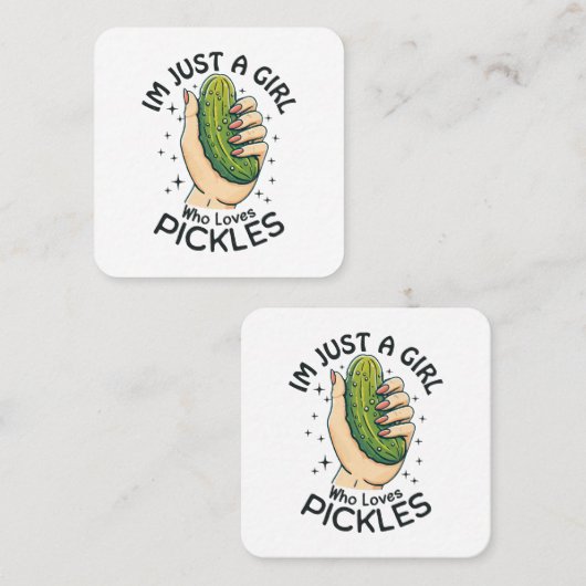 ピクルスを愛する女の子 – おもしろいビーガン スクエア名刺 (正面/裏面)