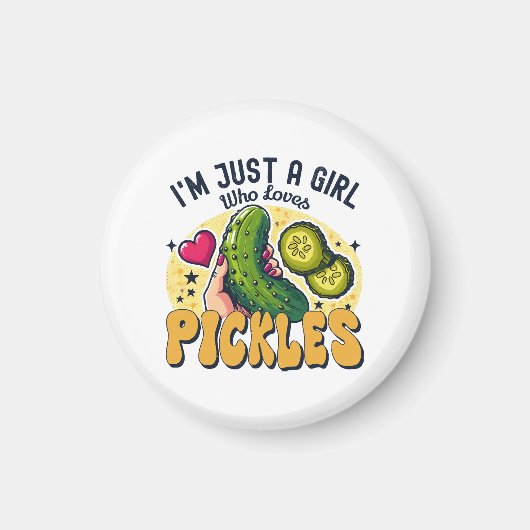 ピクルスを愛する女の子 – おもしろいビーガン マグネット (正面)